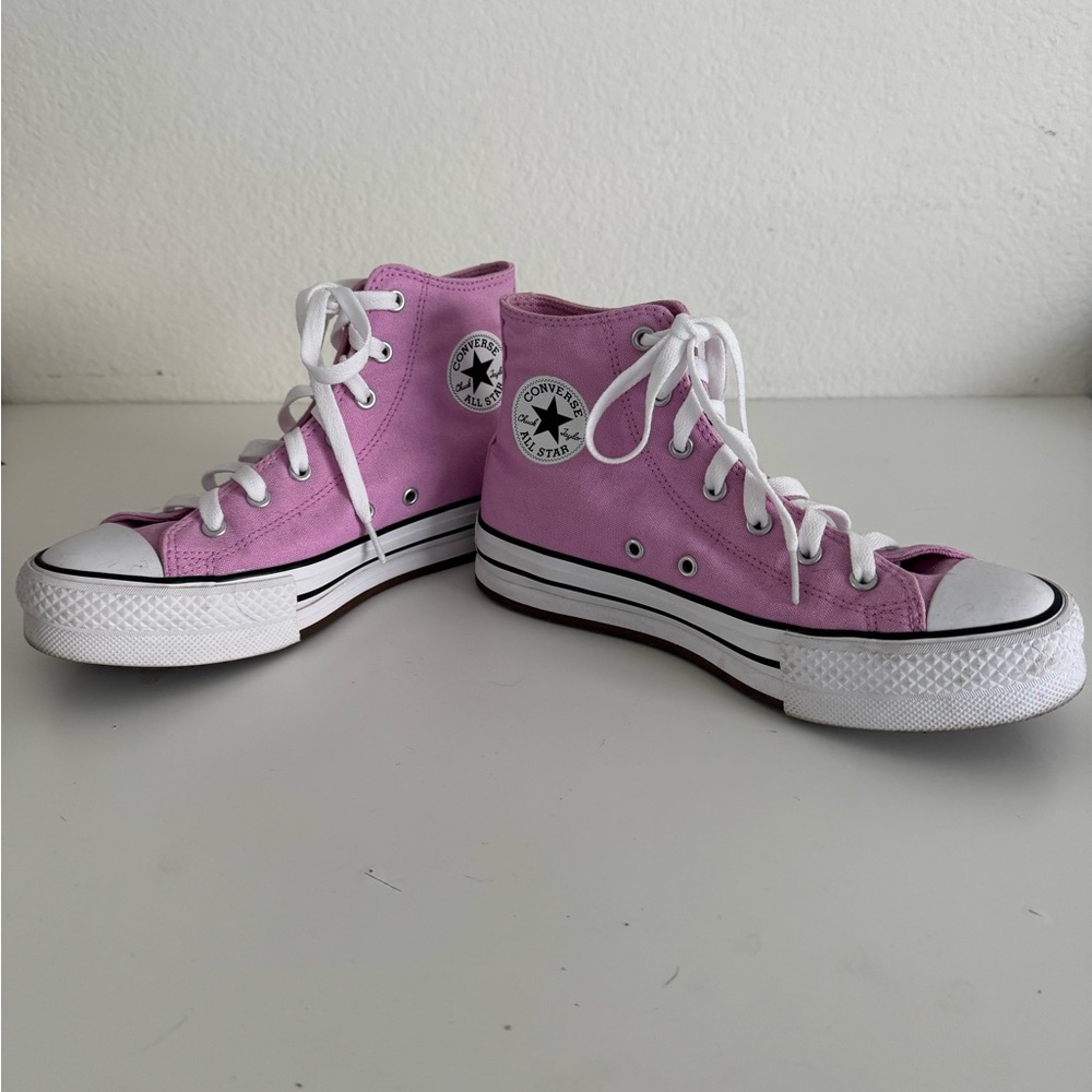 Converse Platform Pink Canvas High-Tops with White Accents Kids